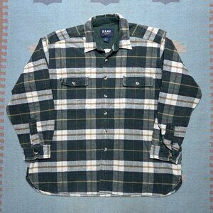 Basic options long sleeve flannel shirt woven cotton thick heavy men’s XL